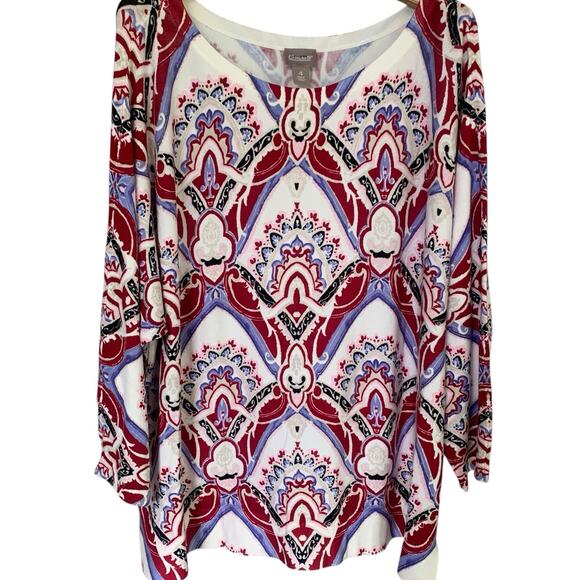 NWT Chico's Pullover Sweater Size 4 (2X) Boat Neck Dolman Sleeve Eclectic Razzle - Picture 1 of 7